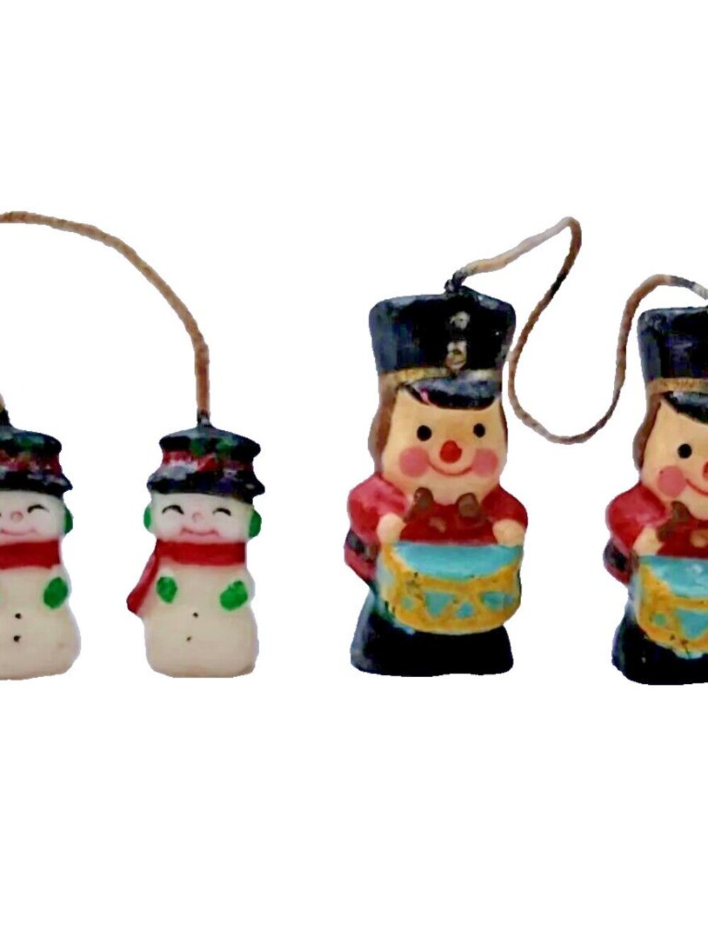 Vintage Christmas Candles Drummer Boy Toy Soldiers Snowman Snowmen Wax Decor